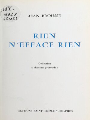 cover image of Rien n'efface rien